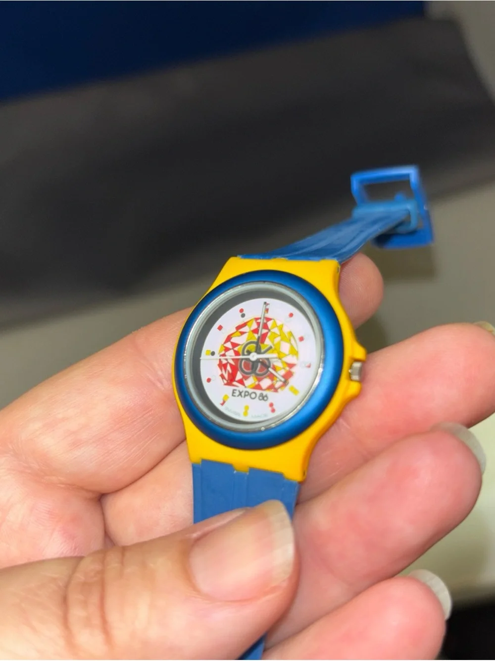 Vintage Expo 86 Swatch Mens Wrist Watch Vancouver Untested READ Needs New Bat
